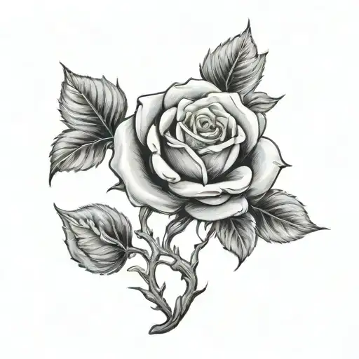 beauty an the beast rose tattoo design idea