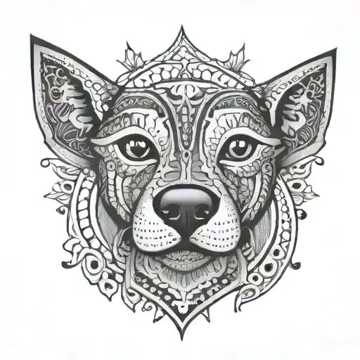 dog alebrije style tattoo design idea
