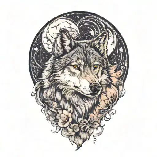 mama wolf howling tattoo design idea