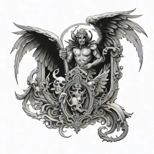  gates with angel and devil tattoo design idea