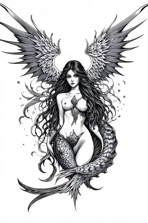 siren full body tattoo design idea