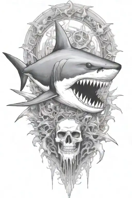 shark skeleton tattoo design idea