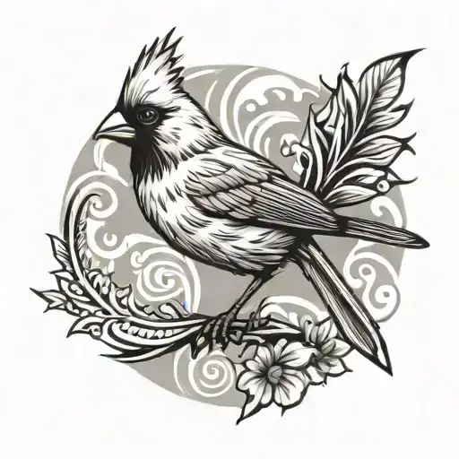 tribal cardinal bird tattoo design idea