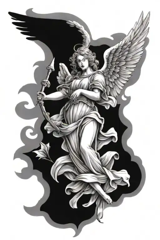 Guardian angel protecting tattoo design idea
