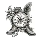 tree path moon clock boot book owl snake flower compass night tattoo design idea