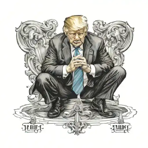 Donald trump on his knees begging in front of Vladimir Putin tattoo design idea