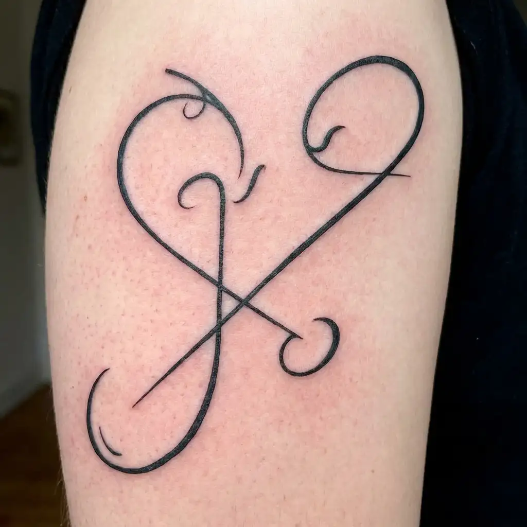 the number 3 and a cursive J hanging on the bottom tattoo design idea