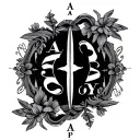 Two Word Ambigram Generator of name ARIANA & ARYASH tattoo design idea