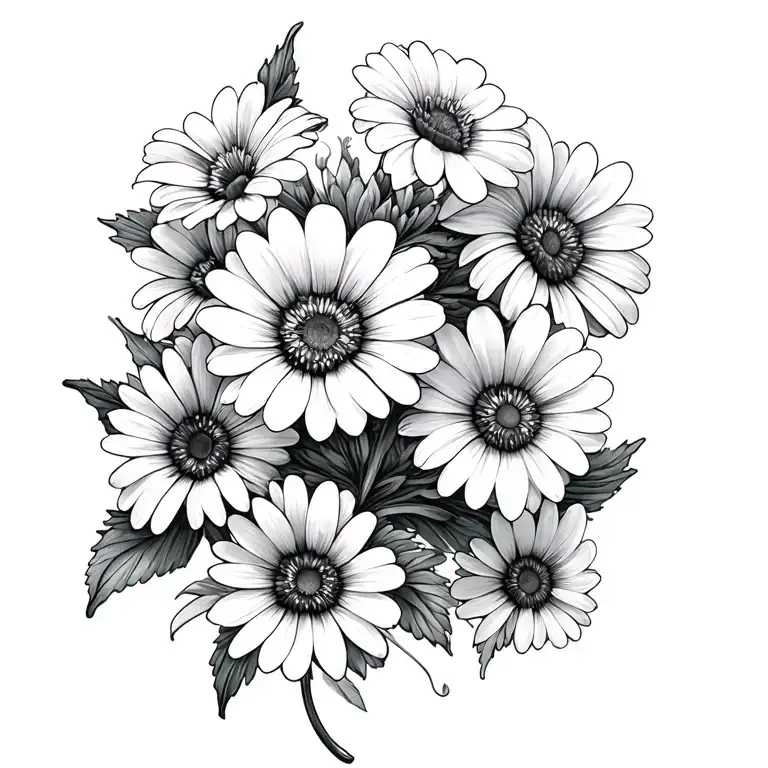 daisy and violets tattoo design idea