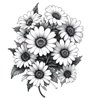 daisy and violets tattoo design idea