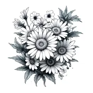 daisy and violets tattoo design idea