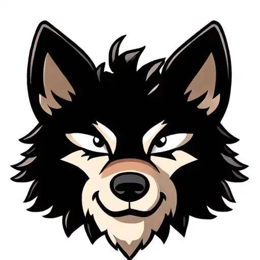 wolf face cute winking color cartoon tattoo design idea