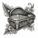 casket with artistic design inside tattoo design idea