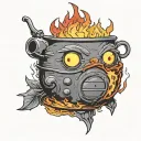 calcifer half red calcifer tattoo design idea