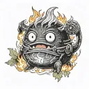 calcifer half red calcifer tattoo design idea