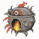 calcifer half red calcifer tattoo design idea
