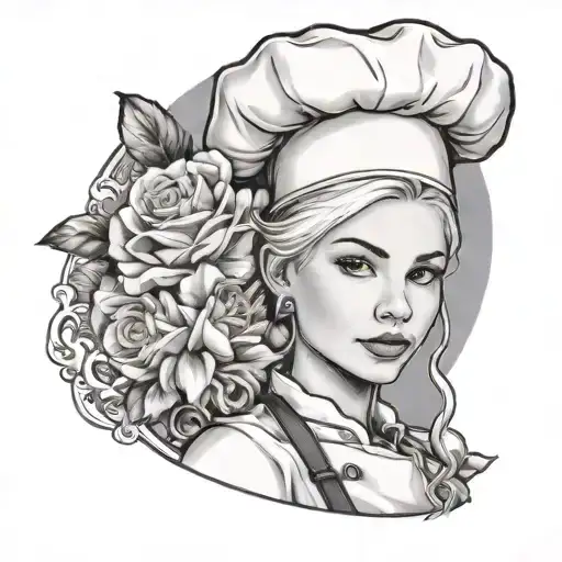 Get a tattoo of a young 20 year old blonde female chef tattoo design idea