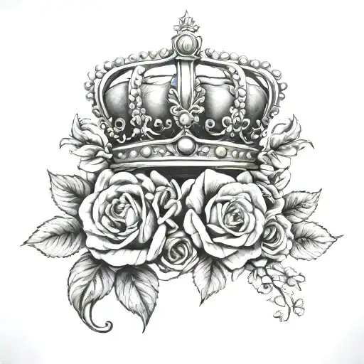 Queens crown made out of roses tattoo design idea