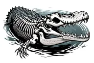 alligator swimming skeleton tattoo design idea
