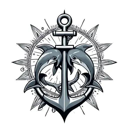 anchor, twins,star, Aboriginal elements, 3 x dolphins tattoo design idea