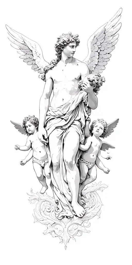 Raphael Archangel and cherubs tattoo design idea