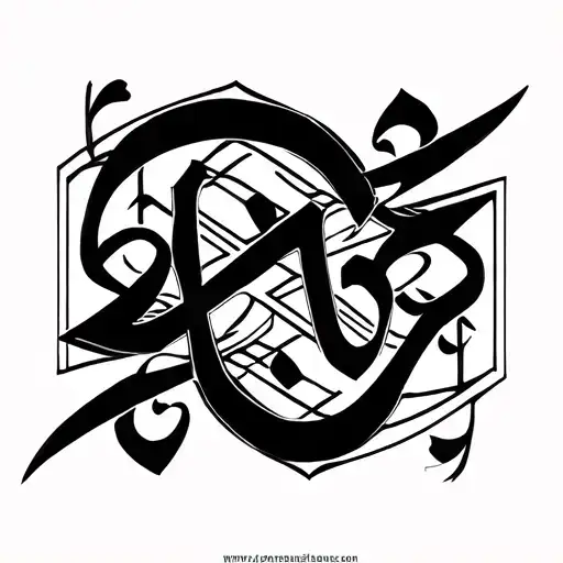 Make a tattoo from the combination of the word roya and geometric lines such as beautiful and sophisticated lines like Persian and Chinese text lines that Roya word to Latin tattoo design idea