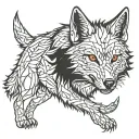 Wolf with red eyes  tattoo design idea