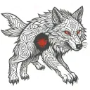 Wolf with red eyes  tattoo design idea