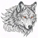 Wolf with red eyes  tattoo design idea
