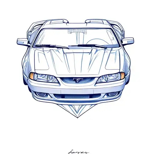 mustang sn95 next to a 96 mustang gt forever into heart shape tattoo design idea