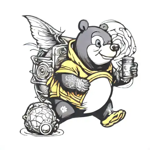 pinguin winnie pooh tattoo design idea