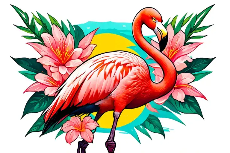 Flamingo standing on one tattoo design idea