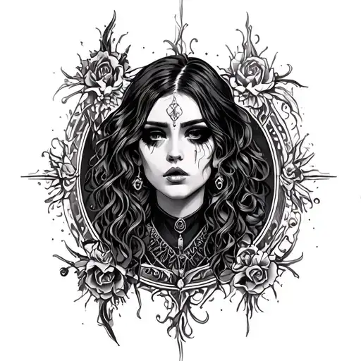 I want a dark goth design inspector by the ritual by Shantel tessier with the lords vow  tattoo design idea