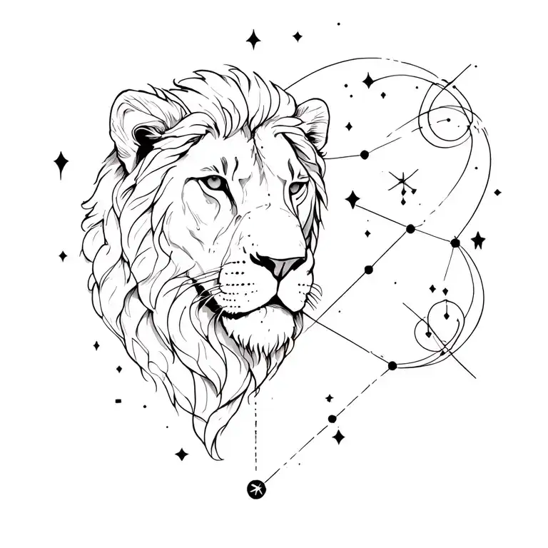 leo and aquarius constellation tattoo design idea