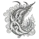 fire and ny hook tattoo design idea