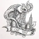 fire and ny hook tattoo design idea
