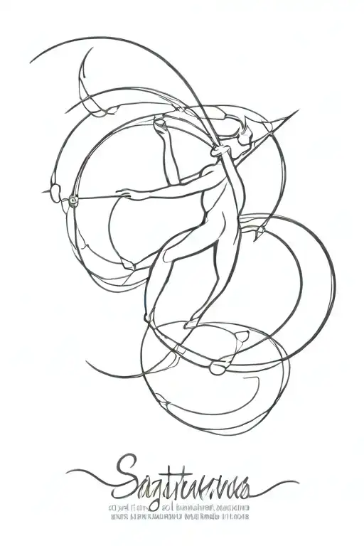 sagittarius zodiac sign, number 9, waves flowing tattoo design idea