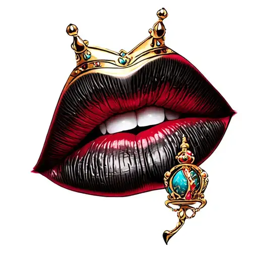 king queen crown kiss lips tattoo tattoo design idea