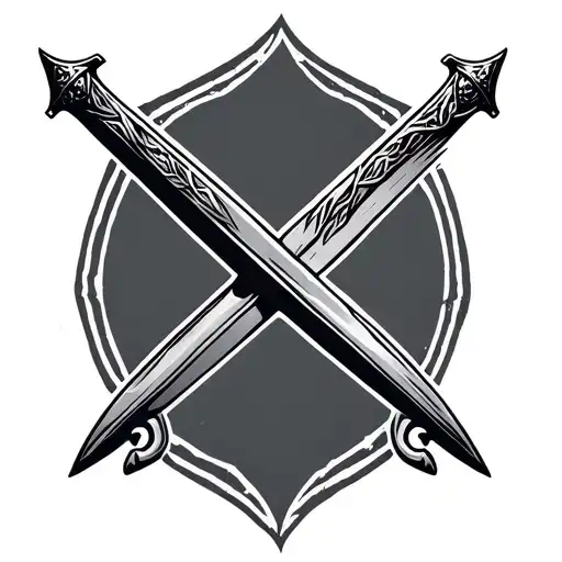 2 crossed swords tattoo design idea