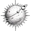 sun and mercury planets  tattoo design idea