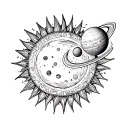 sun and mercury planets  tattoo design idea
