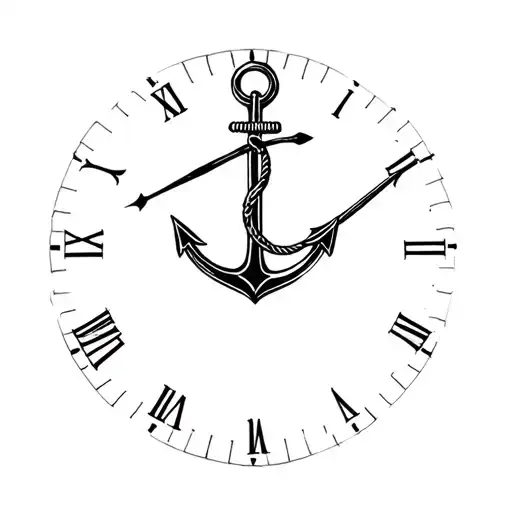 Time and seaman anchor ocean tattoo design idea