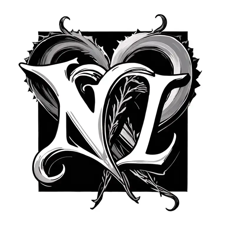 three linking hearts with N on one and O on one and L on one  tattoo design idea