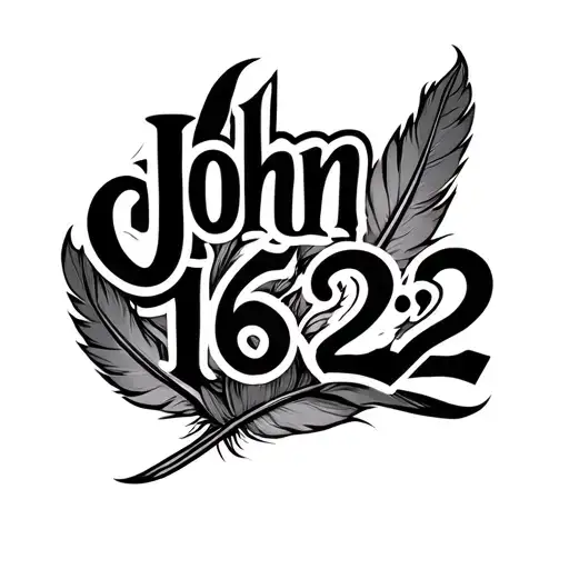 "John 16:22" Feather & infinity symbol intertwined tattoo design idea