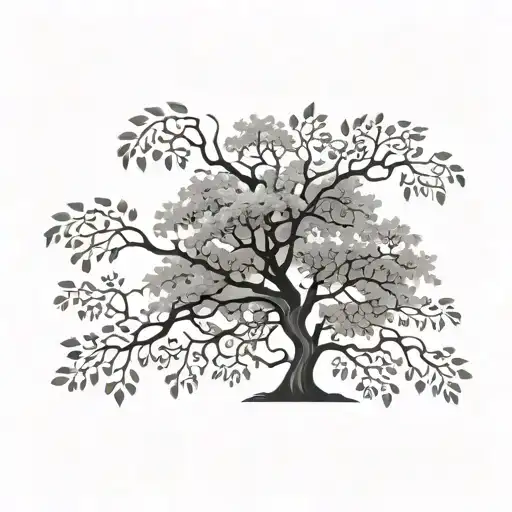 flamboyant tree with leaves tattoo design idea