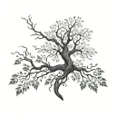 flamboyant tree with leaves tattoo design idea