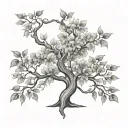 flamboyant tree with leaves tattoo design idea