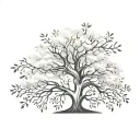 flamboyant tree with leaves tattoo design idea