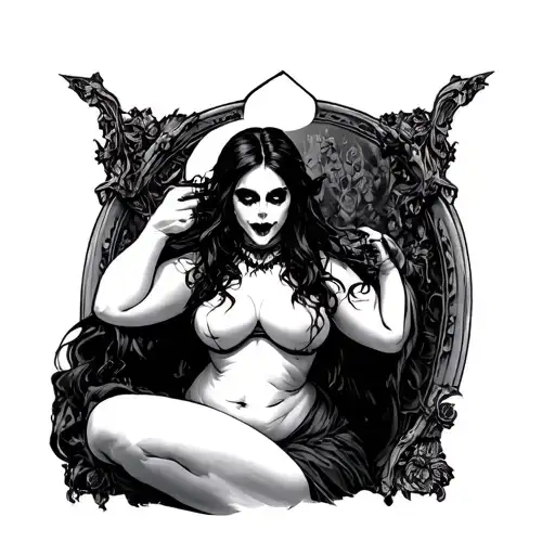 chubby nude vampire girl full body tattoo design idea