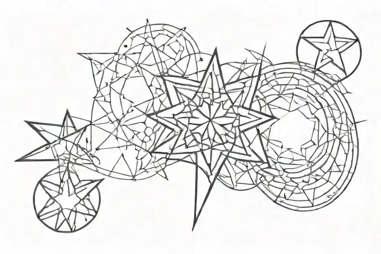 circle pentagon star tattoo design idea